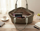 Ribbed Texture Tote Handbag – Fashion Lady Women’s Shoulder Bag