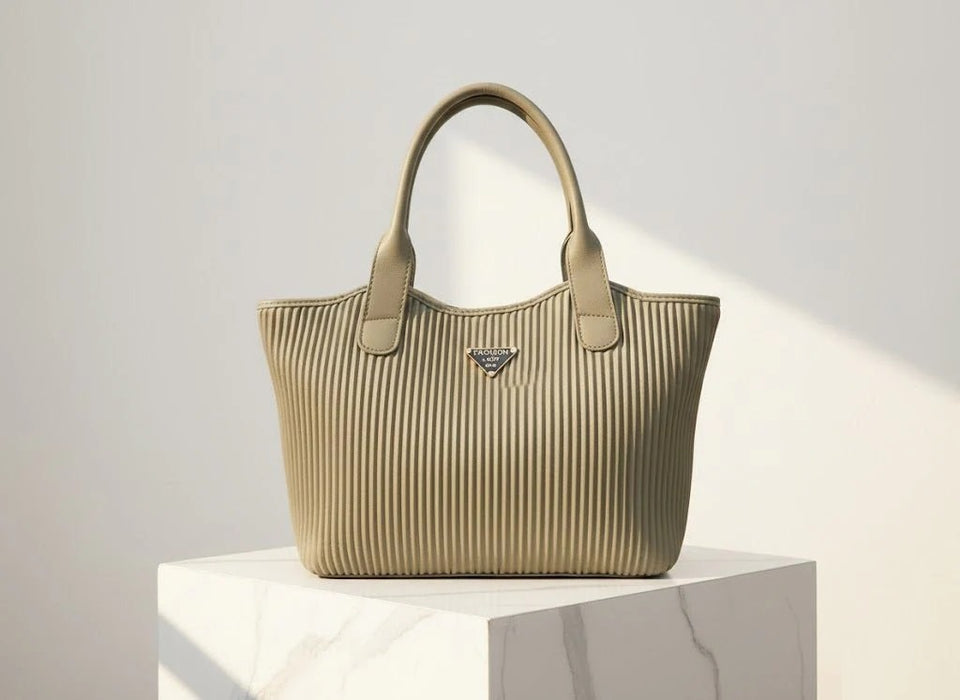 Ribbed Texture Tote Handbag – Fashion Lady Women’s Shoulder Bag